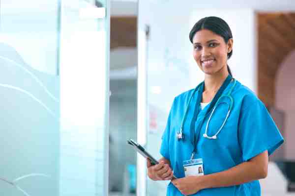 Health professional providing a diabetes management plan for a patient.