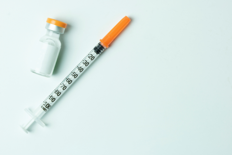 An insulin injection needle representing the various types of insulin that help regulate blood sugar levels.