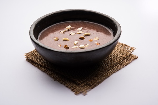 A bowl of ragi porridge, a traditional Tamil protein-rich dish that supports diabetes management.