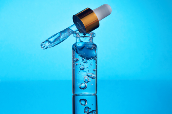 Natural skincare product showcases how hyaluronic acid and glycerin support external hydration.