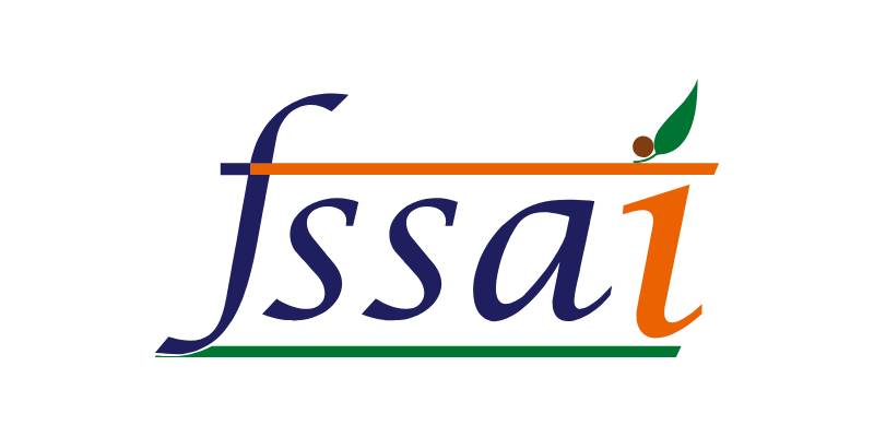 The logo of FSSAI, ensuring food safety regulations for packaged food products in India.