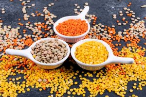 The different types of lentils, are rich in protein.